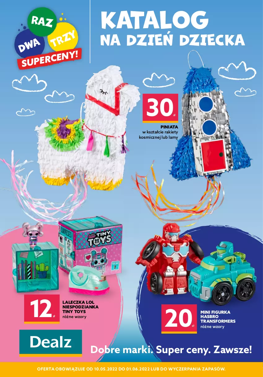 Gazetka promocyjna Dealz - NOWY KATALOGNa Dzień Dziecka🎈 - ważna 10.05 do 01.06.2022 - strona 1 - produkty: Hasbro, Tran, Transformers