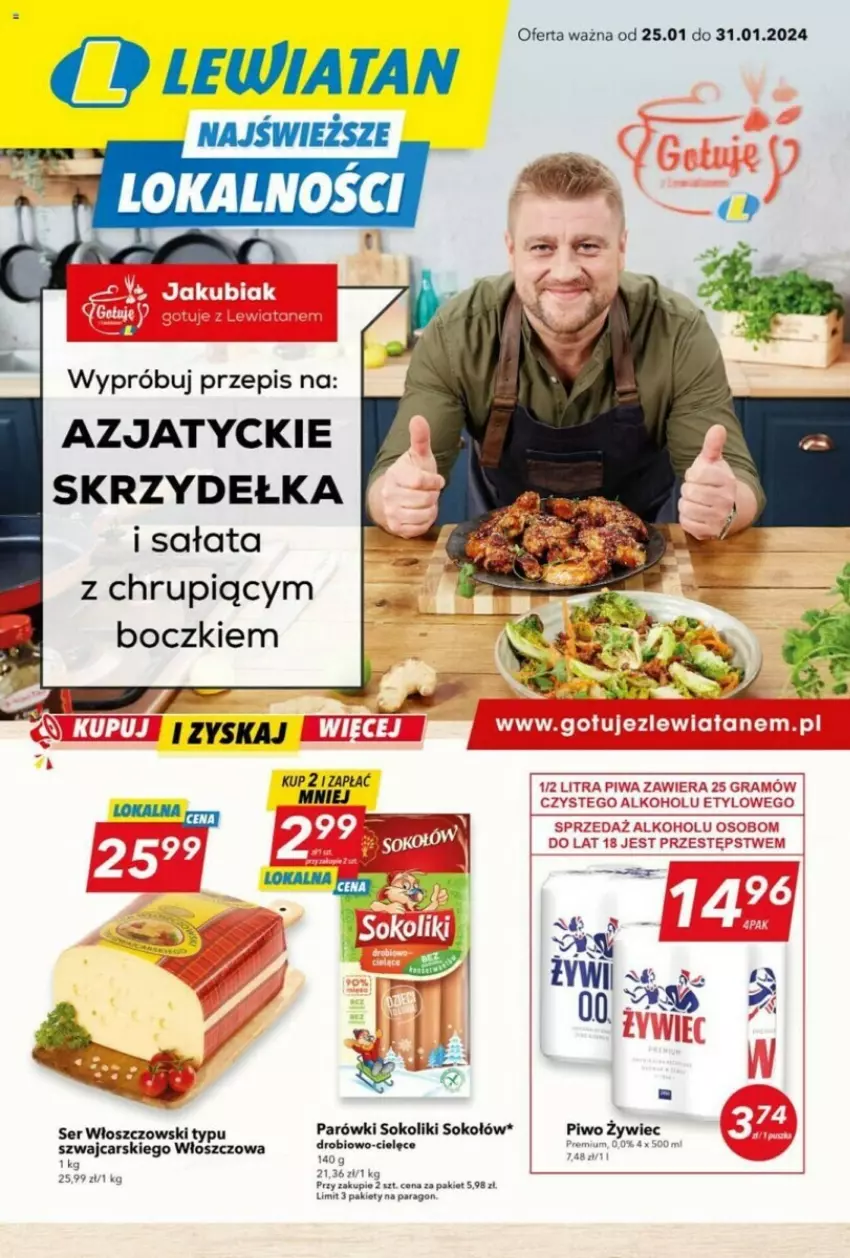 Gazetka promocyjna  - ważna 25.01 do 30.01.2024 - strona 1 - produkty: Cars, Gra, Parówki, Parówki sokoliki, Piwo, Sałat, Ser, Sok, Sokołów, Włoszczowski