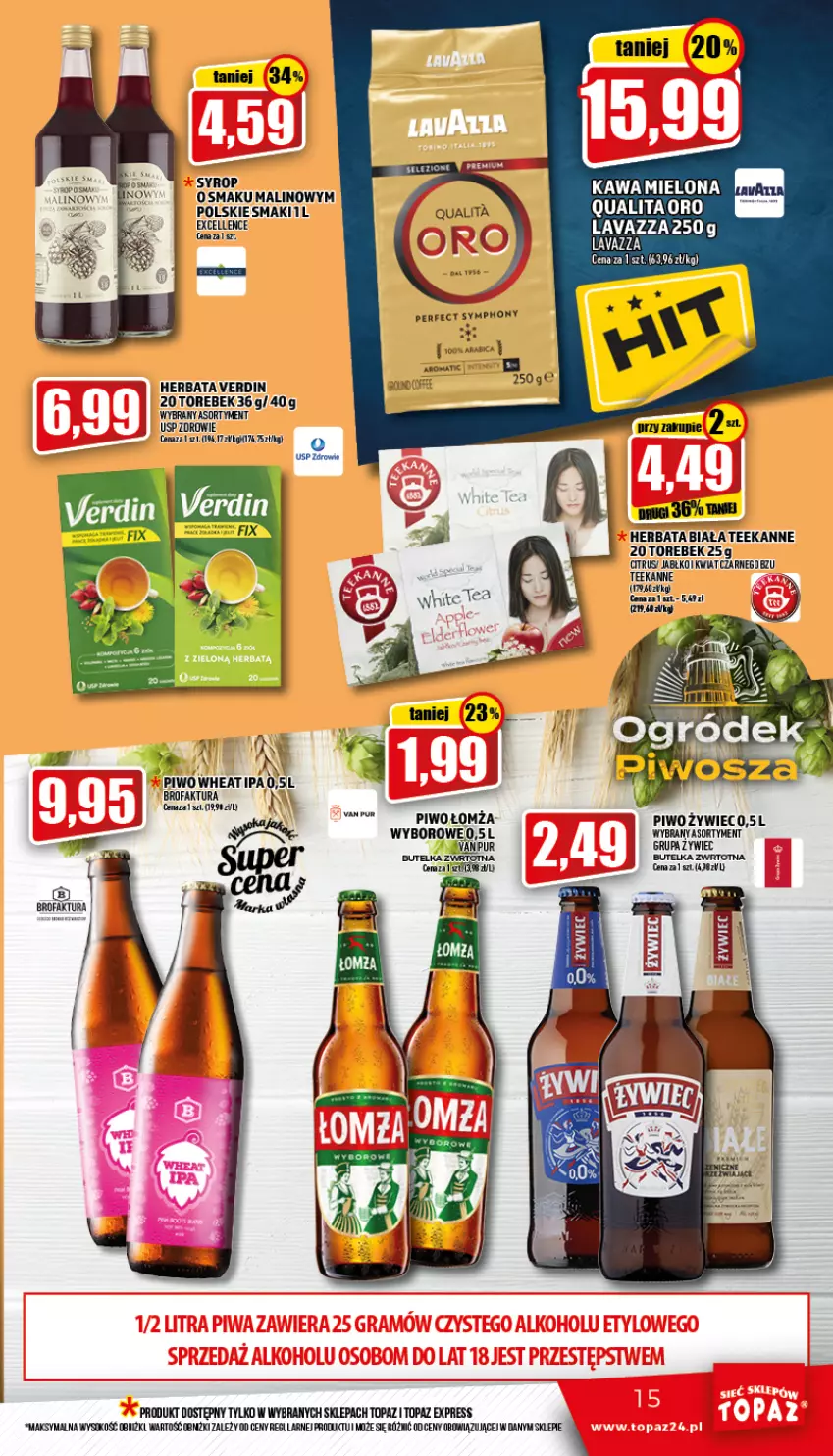 Gazetka promocyjna Topaz - Gazetka - ważna 07.07 do 13.07.2022 - strona 15 - produkty: Herbata, K2, Kawa, Kawa mielona, Piwo, Pur, Rum, Sok, Sos, Syrop, Teekanne, Top, Zdrowie