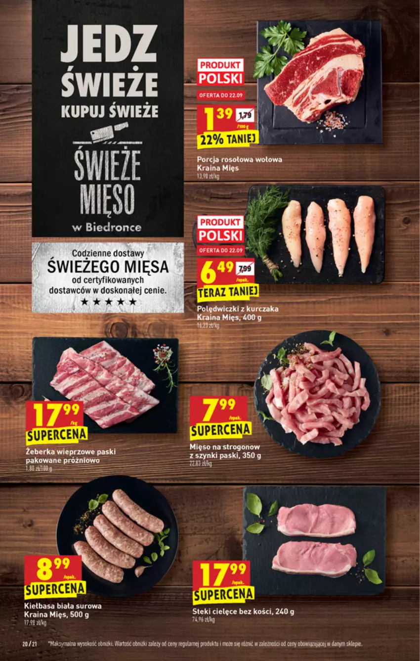 Gazetka promocyjna Biedronka - W tym tygodniu - ważna 20.09 do 25.09.2021 - strona 20 - produkty: Dron, Kiełbasa, Kiełbasa biała, LG, Mięso, Stek