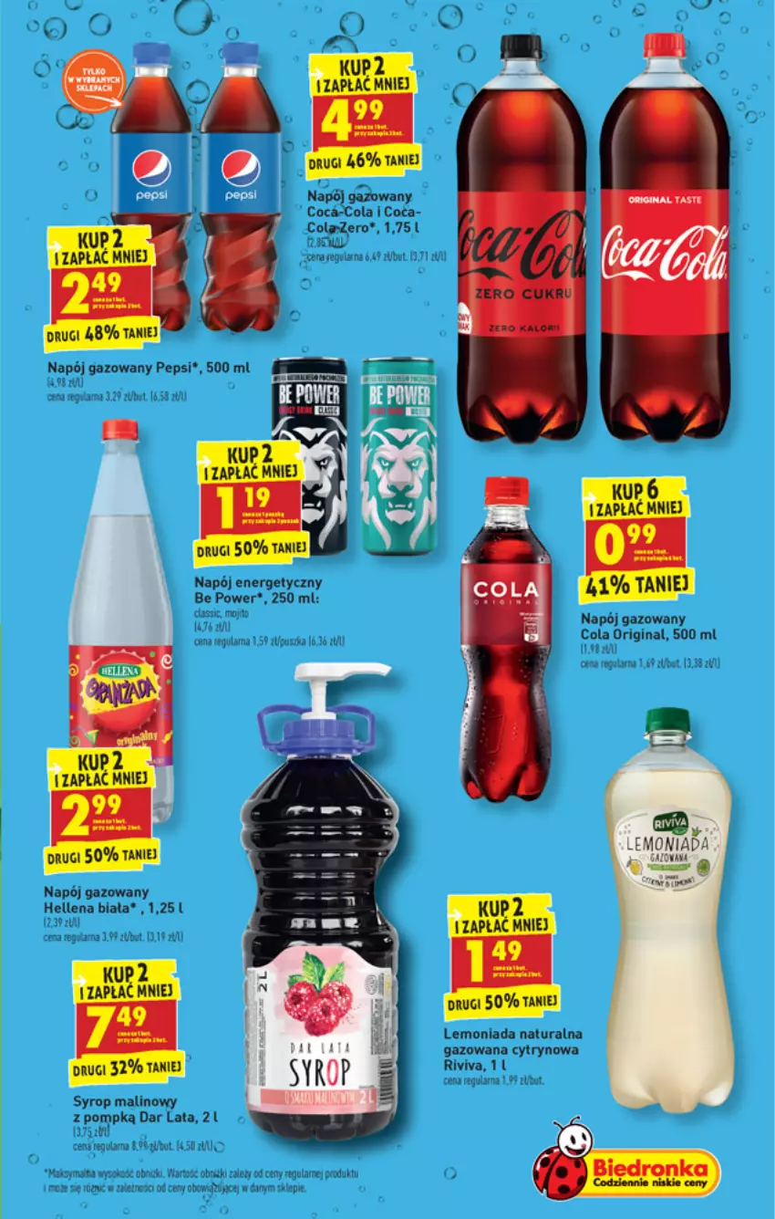 Gazetka promocyjna Biedronka - W tym tygodniu - ważna 20.09 do 25.09.2021 - strona 45 - produkty: Coca-Cola, Dron, Fa, Gin, Hellena, Lemoniada, LG, Napój, Napój energetyczny, Napój gazowany, Pepsi, Sok, Syrop