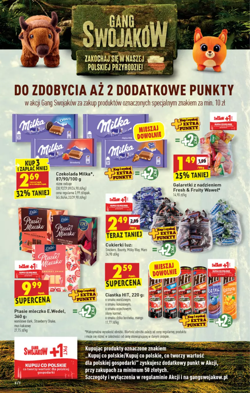 Gazetka promocyjna Biedronka - W tym tygodniu - ważna 20.09 do 25.09.2021 - strona 8 - produkty: Bounty, Ciastka, Cukier, Cukierki, Czekolada, Gala, Galaretki, Kakao, Koc, LANA, Mars, Milka, Mleczko, Ptasie mleczko, Sok, Tera, Wawel