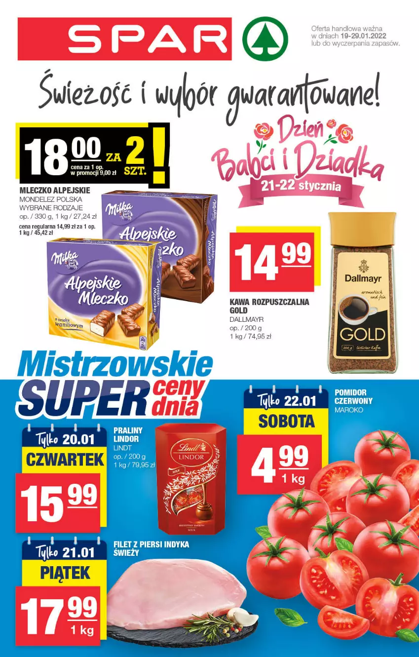 Gazetka promocyjna Spar - Spar - ważna 16.01 do 26.01.2022 - strona 1 - produkty: Dallmayr, EPEE, Filet z piersi indyka, Kawa, Kawa rozpuszczalna, Mleczko