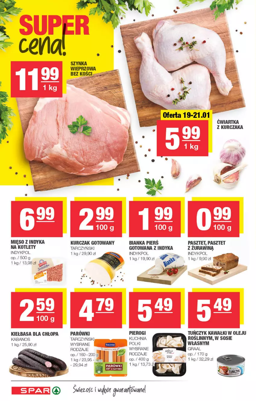 Gazetka promocyjna Spar - Spar - ważna 16.01 do 26.01.2022 - strona 4 - produkty: Bianka, Gra, Graal, Kabanos, Kawa, Kiełbasa, Kotlet, Kuchnia, Kurczak, Kurczak gotowany, LG, Mięso, Mięso z indyka, Olej, Parówki, Pasztet, Pierogi, Sos, Tarczyński