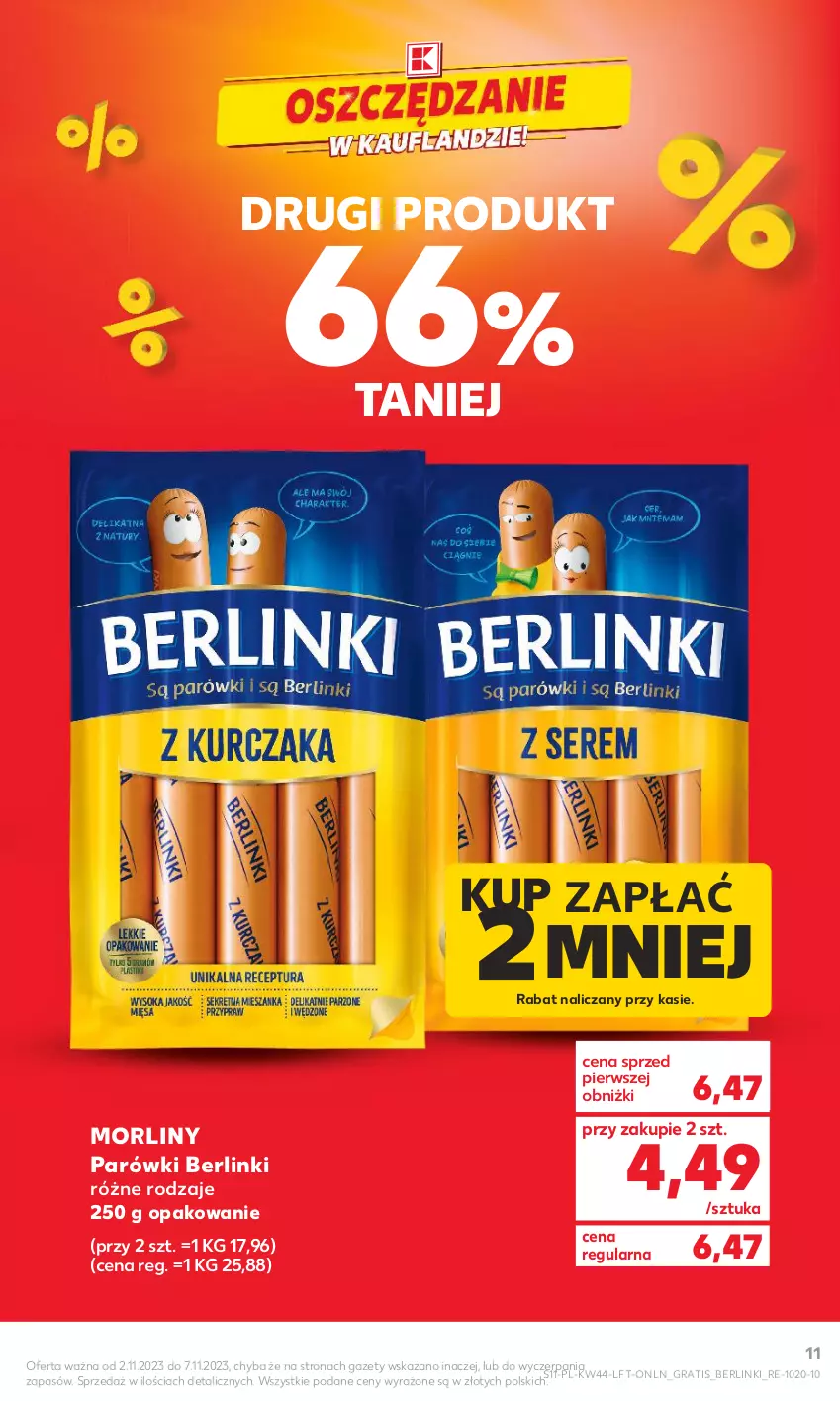 Gazetka promocyjna Kaufland - Gazetka tygodnia - ważna 02.11 do 07.11.2023 - strona 11 - produkty: Berlinki, Gra, Morliny, Parówki