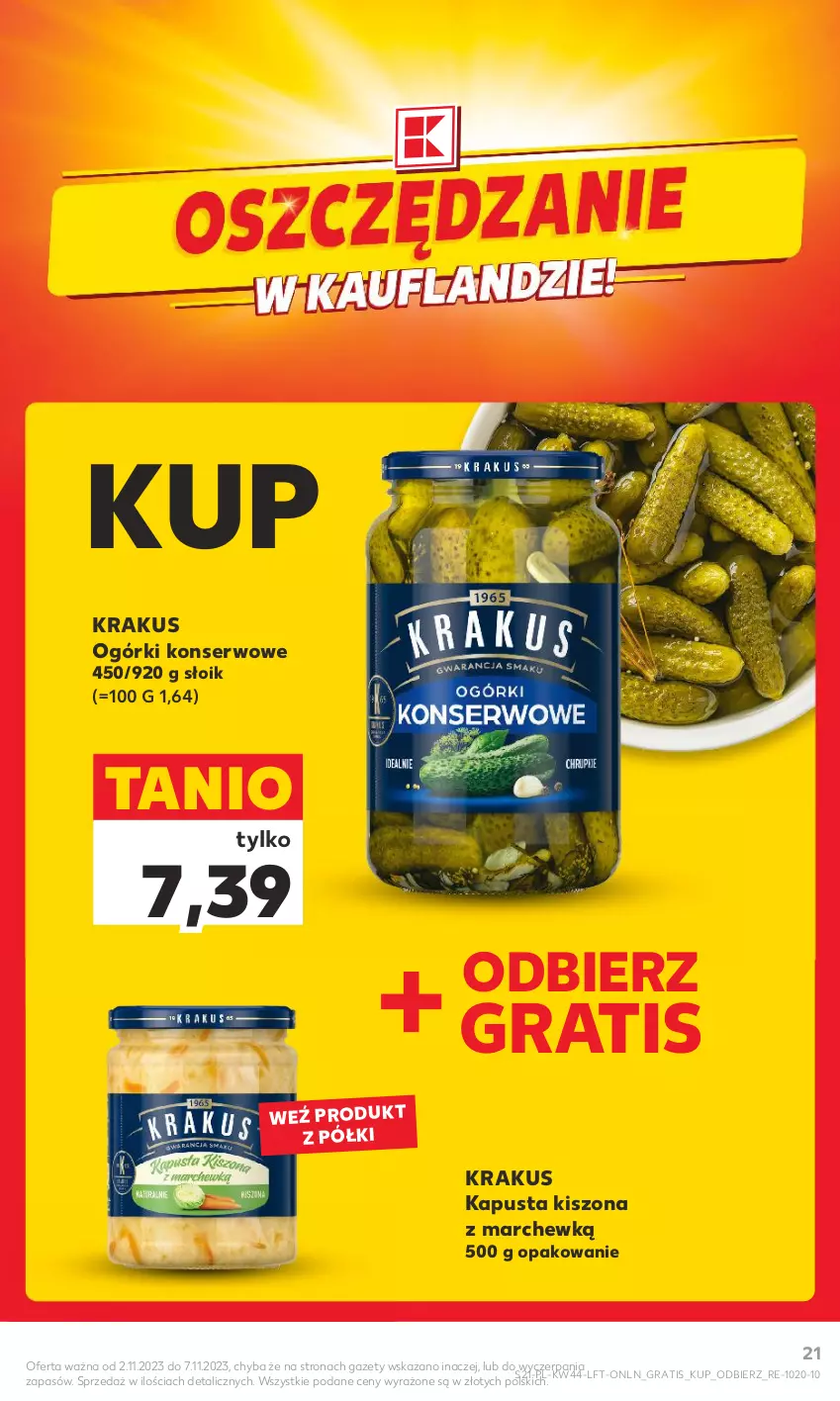 Gazetka promocyjna Kaufland - Gazetka tygodnia - ważna 02.11 do 07.11.2023 - strona 21 - produkty: Gra, Krakus, Ogórki konserwowe, Ser