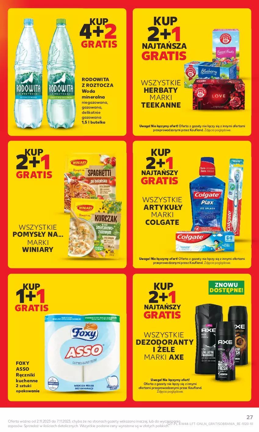 Gazetka promocyjna Kaufland - Gazetka tygodnia - ważna 02.11 do 07.11.2023 - strona 27 - produkty: Colgate, Dezodorant, Foxy, Gra, LG, Ręcznik, Teekanne, Waga, Winiary, Woda, Woda mineralna