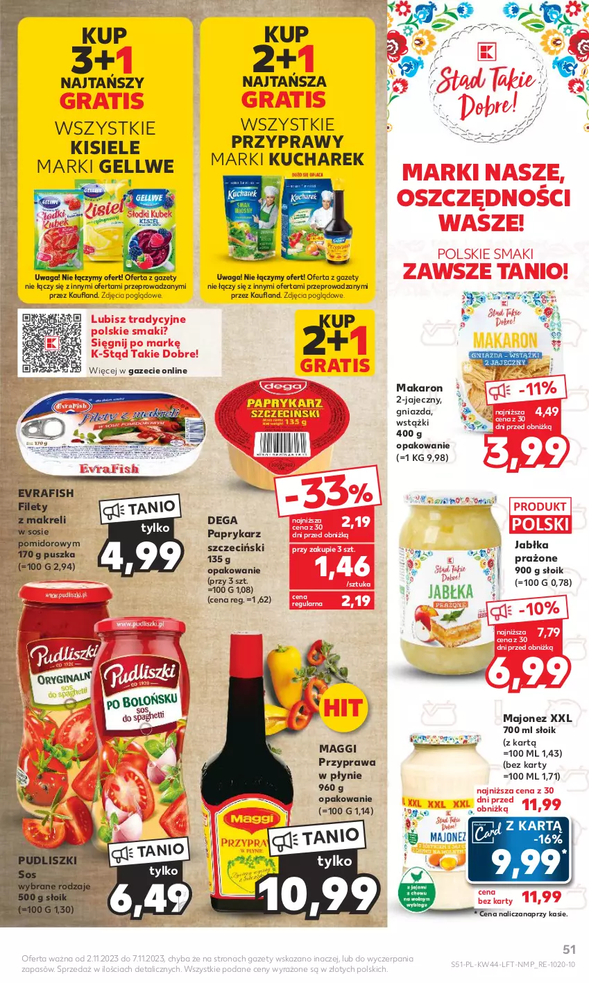 Gazetka promocyjna Kaufland - Gazetka tygodnia - ważna 02.11 do 07.11.2023 - strona 51 - produkty: Dega, Gra, Jabłka, Jabłka prażone, Kisiel, Kucharek, Maggi, Majonez, Makaron, Papryka, Paprykarz, Paprykarz szczeciński, Przyprawa w płynie, Przyprawy, Pudliszki, Sos, Waga