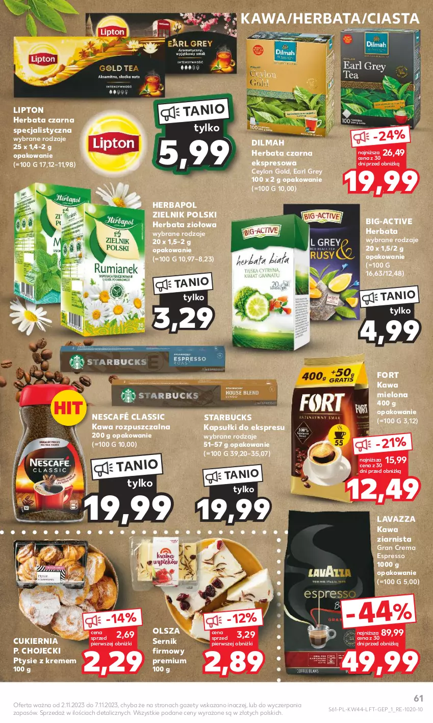 Gazetka promocyjna Kaufland - Gazetka tygodnia - ważna 02.11 do 07.11.2023 - strona 61 - produkty: Cukier, Dilmah, Earl Grey, Gra, Herbapol, Herbata, Herbata czarna, Kawa, Kawa mielona, Kawa rozpuszczalna, Kawa ziarnista, Lavazza, Lipton, Nescafé, Ser