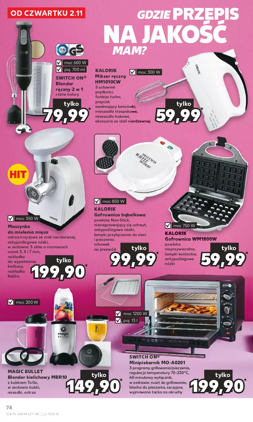 Gazetka promocyjna Kaufland - Gazetka tygodnia - ważna 02.11 do 07.11.2023 - strona 74 - produkty: Blacha do pieczenia, Blender, Blender ręczny, Gofrownica, Gra, Grill, Maszynka, Maszynka do mielenia, Mieszadło, Mikser, Mikser ręczny, Minipiekarnik, Piec, Piekarnik, Przewód, Ser, Szczypce, Szynka