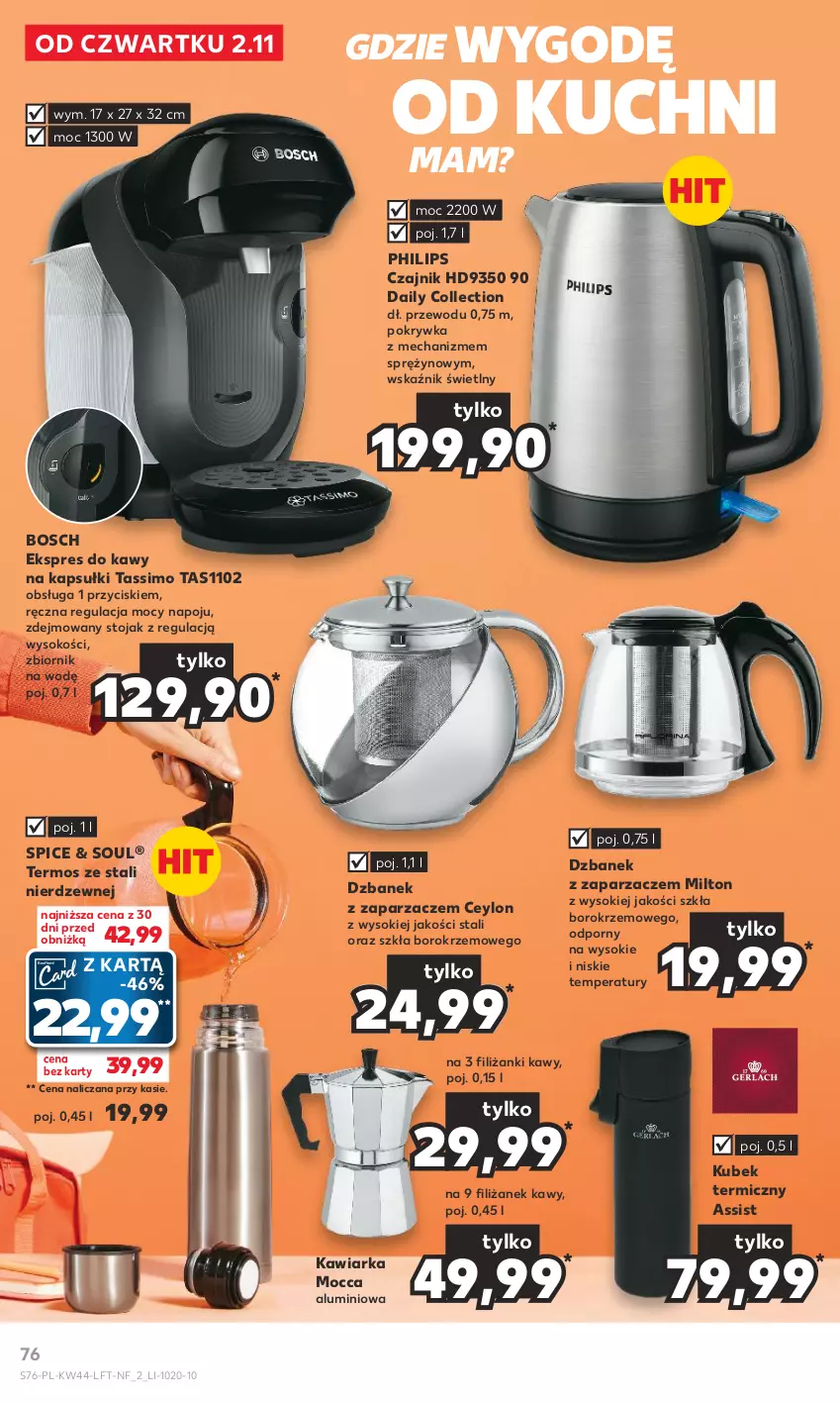 Gazetka promocyjna Kaufland - Gazetka tygodnia - ważna 02.11 do 07.11.2023 - strona 76 - produkty: Bosch, Czajnik, Dzbanek, Kawiarka, Kubek, Kubek termiczny, Philips, Por, Sok, Stojak, Tassimo, Termos, Zaparzacz