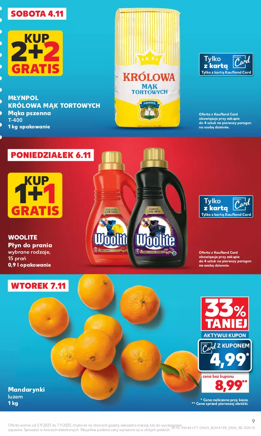 Gazetka promocyjna Kaufland - Gazetka tygodnia - ważna 02.11 do 07.11.2023 - strona 9 - produkty: Gra, Mąka, Mąka pszenna, Mandarynki, Młynpol, Płyn do prania, Woolite