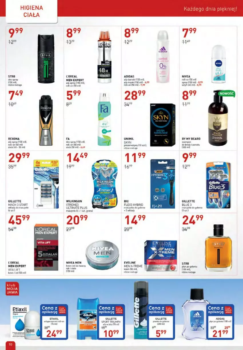 Gazetka promocyjna Drogerie Jawa - ważna 05.08 do 06.09.2021 - strona 10 - produkty: Adidas, BIC, Etiaxil, Eveline, Fa, Gillette, Gra, Maszynka, Nivea, Nivea Men, Por, Prezerwatyw, Rexona, Sport, Szynka, Unimil