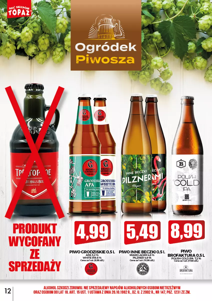 Gazetka promocyjna Topaz - Gazetka - ważna 01.03 do 31.03.2022 - strona 12 - produkty: Fa, Ogród, Piwo