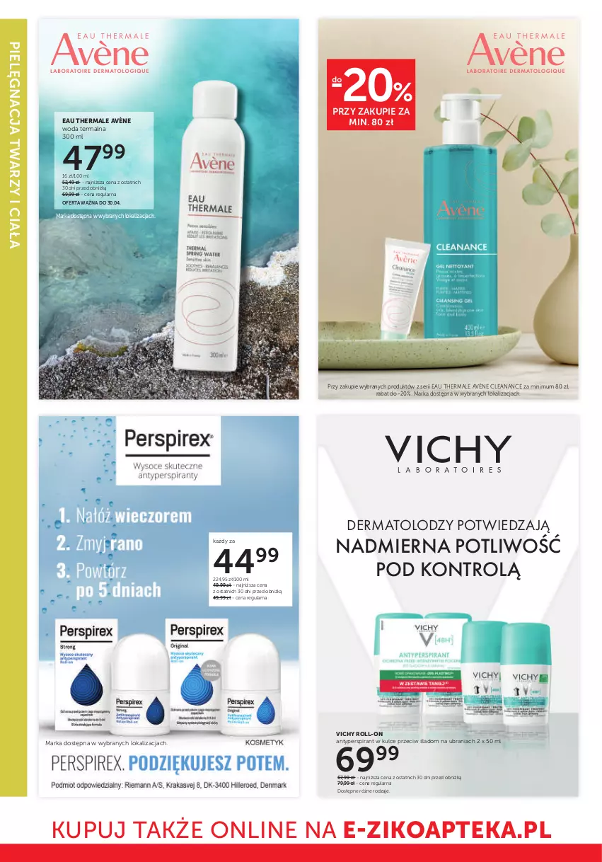 Gazetka promocyjna Ziko - Gazetka Ziko Dermo - ważna 26.03 do 08.04.2026 - strona 16 - produkty: Antyperspirant, Apteka, Avène, Ser, Ubrania, Vichy, Woda
