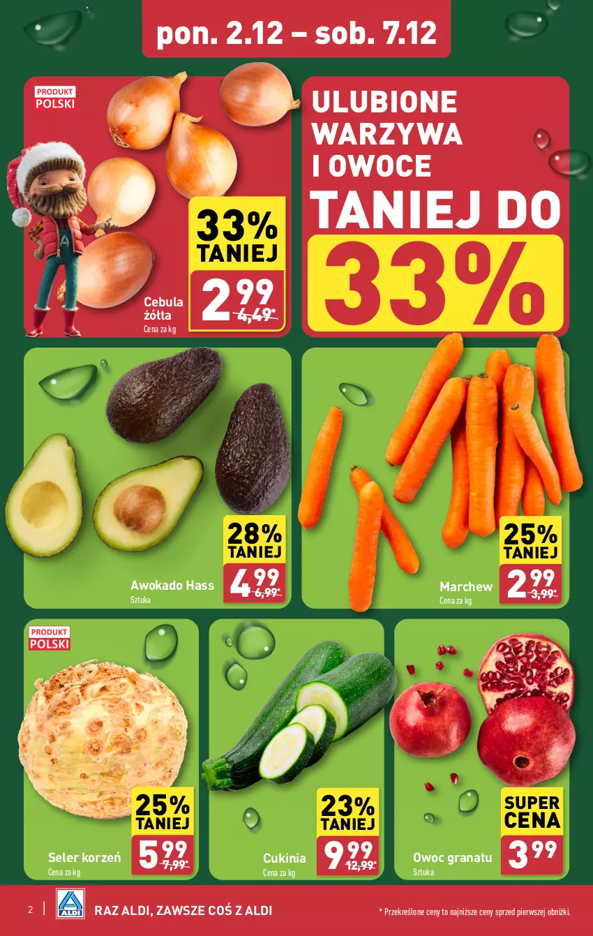 Gazetka promocyjna Aldi - Farmer ALDIK poleca świeże owoce i warzywa - ważna 02.12 do 07.12.2024 - strona 2 - produkty: Cebula, Gra, Granat, Owoce, Seler korzeń, Warzywa, Warzywa i owoce