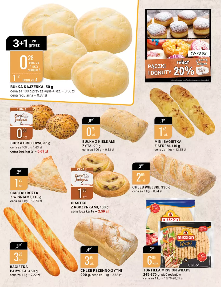 Gazetka promocyjna Bi1 - Wakacyjne hity - ważna 17.08 do 23.08.2022 - strona 4 - produkty: Bagietka, Bułka, Chleb, Donut, Grill, Kajzerka, Nuty, Tortilla