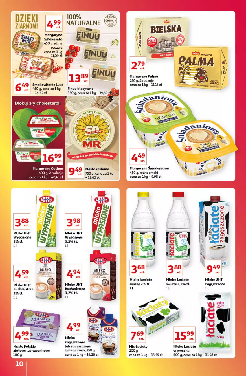 Gazetka promocyjna Auchan - Gazetka Znane Marki Lubiane Auchan - ważna 13.10 do 19.10.2022 - strona 10 - produkty: Danio, Finuu, Gin, Magnez, Margaryna, Masło, Mleko, Optima, Smakowita