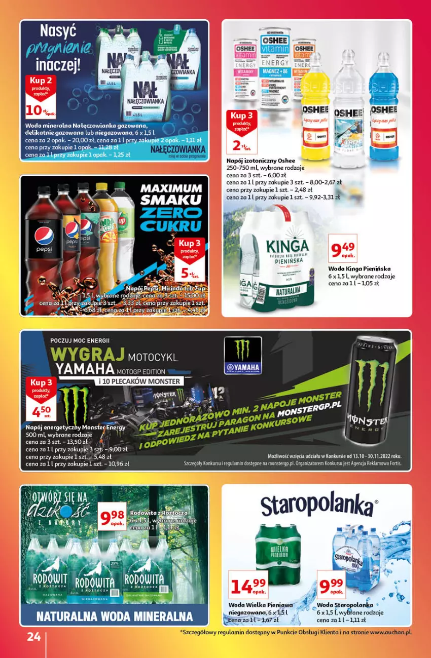 Gazetka promocyjna Auchan - Gazetka Znane Marki Lubiane Auchan - ważna 13.10 do 19.10.2022 - strona 24 - produkty: 7up, AEG, Nałęczowianka, Napój, Napój energetyczny, Napój izotoniczny, Oshee, Pepsi, Staropolanka, Woda, Woda mineralna