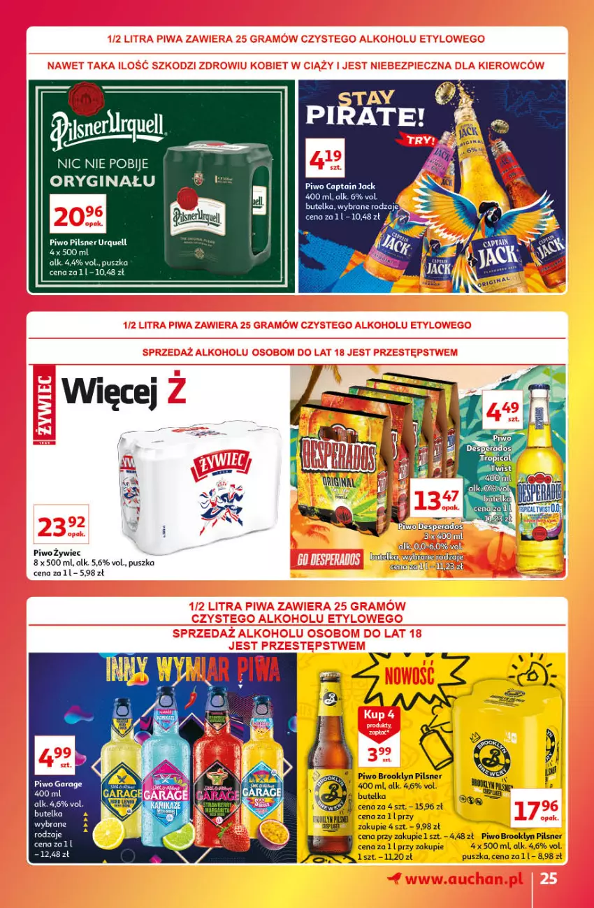 Gazetka promocyjna Auchan - Gazetka Znane Marki Lubiane Auchan - ważna 13.10 do 19.10.2022 - strona 25 - produkty: Gin, Pilsner Urquell, Piwo