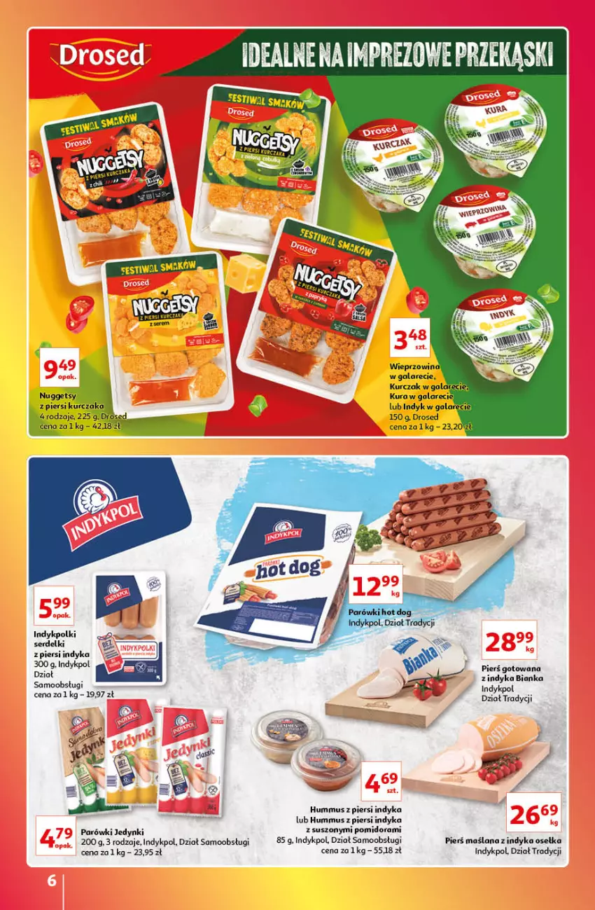 Gazetka promocyjna Auchan - Gazetka Znane Marki Lubiane Auchan - ważna 13.10 do 19.10.2022 - strona 6 - produkty: Bianka, Gala, Hummus, Kurczak, LANA, Mus, Parówki, Ser, Serdelki