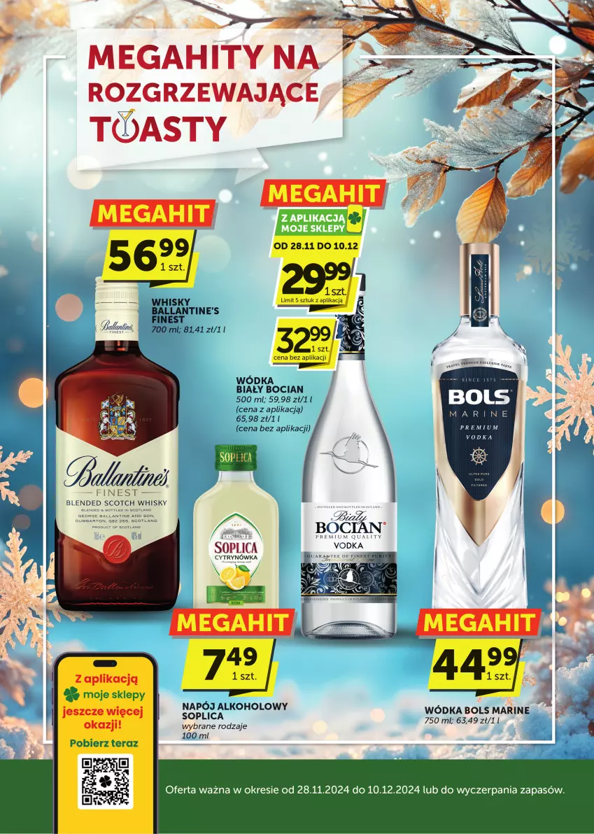 Gazetka promocyjna ABC - ważna 28.11 do 10.12.2024 - strona 1 - produkty: Ballantine's, Biały Bocian, Bols, Pur, Soplica, STP, Wódka