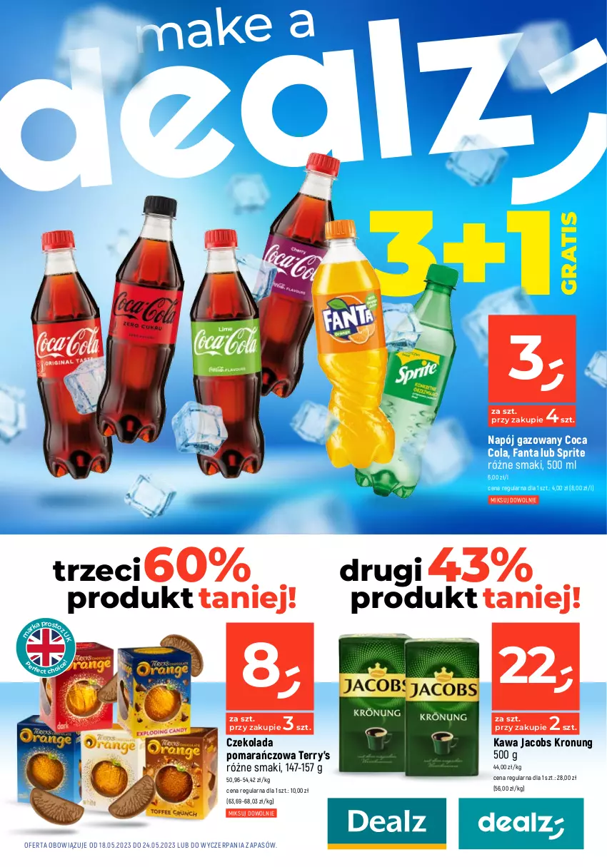 Gazetka promocyjna Dealz - MAKE A DEALZ - ważna 18.05 do 24.05.2023 - strona 1 - produkty: Czekolada, Fa, Fanta, Gra, Jacobs, Kawa, Napój, Napój gazowany, Sprite