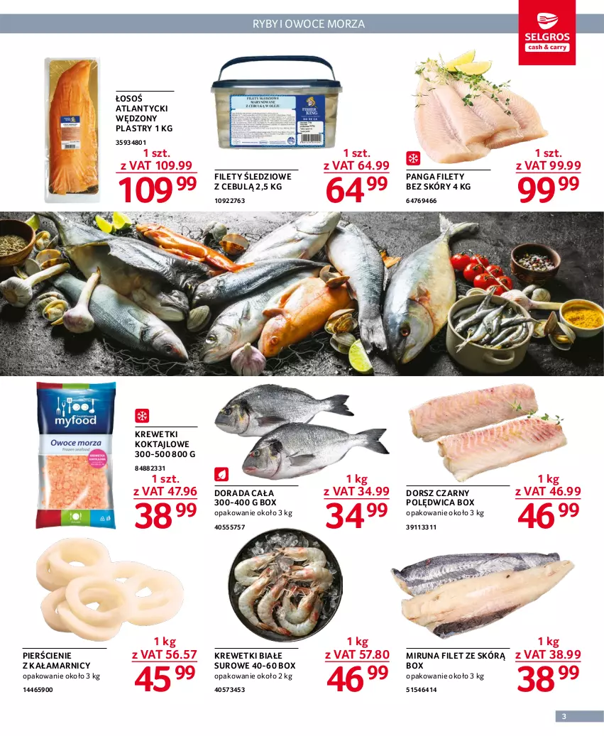 Gazetka promocyjna Selgros - Oferta gastronomiczna - ważna 05.01 do 18.01.2023 - strona 3 - produkty: Dorsz, Krewetki, Miruna, Owoce, Panga, Polędwica