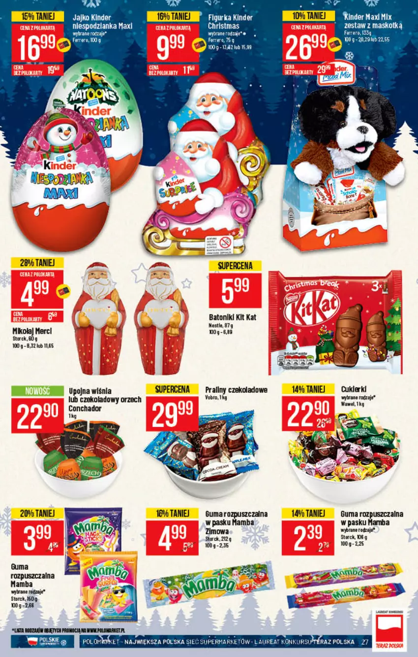 Gazetka promocyjna PoloMarket - Gazetka pomocyjna - ważna 01.12 do 07.12.2021 - strona 27 - produkty: Baton, Cukier, Cukierki, Guma rozpuszczalna, Kit Kat, Laur, Mamba, Praliny, Tera, Tonik