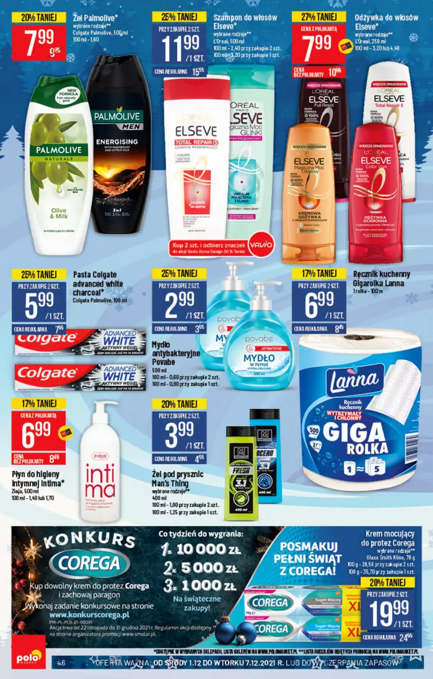 Gazetka promocyjna PoloMarket - Gazetka pomocyjna - ważna 01.12 do 07.12.2021 - strona 46 - produkty: Colgate, Corega, LG, Palmolive, Ręcznik, Ręcznik kuchenny, Ziaja