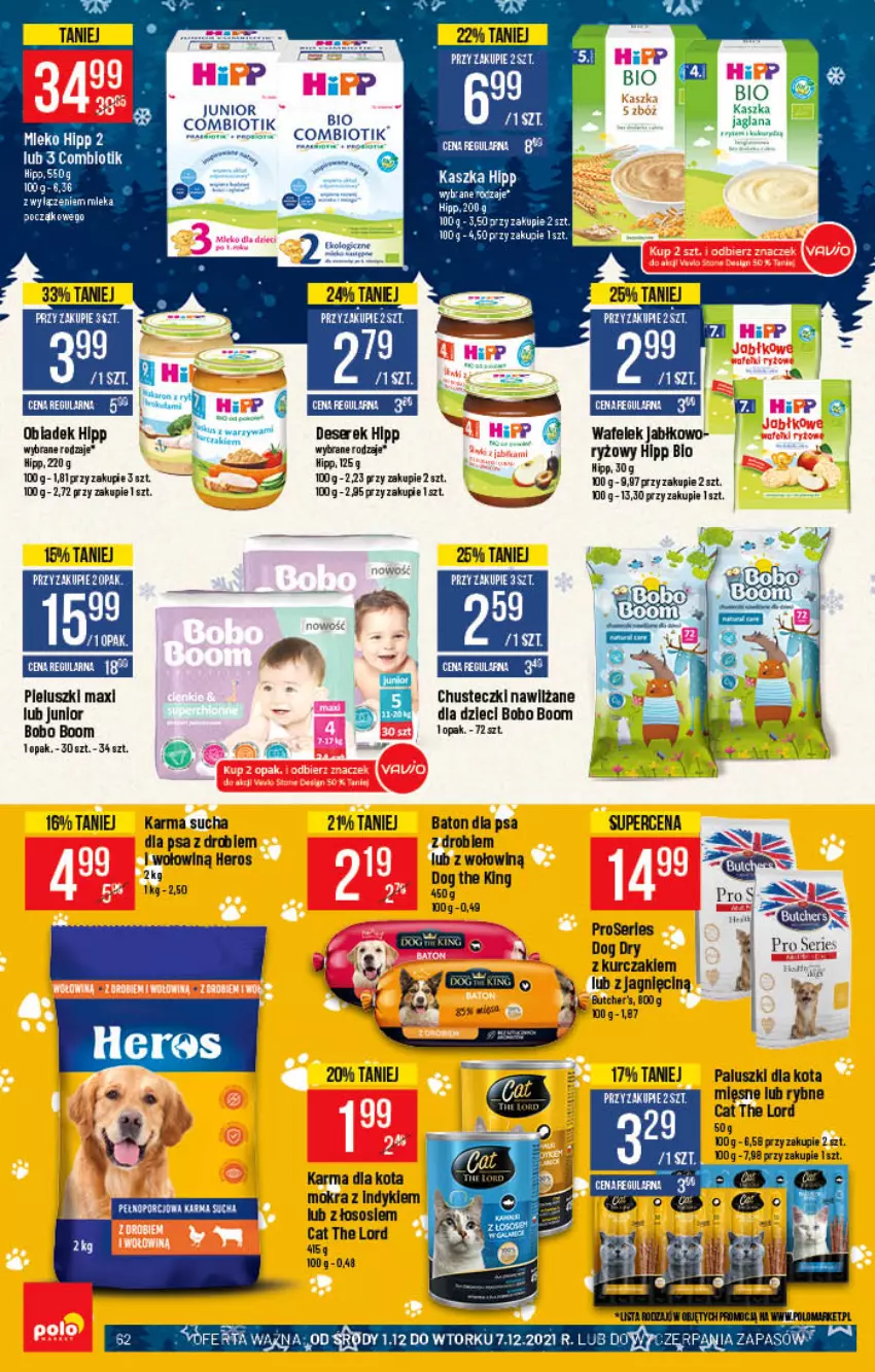 Gazetka promocyjna PoloMarket - Gazetka pomocyjna - ważna 01.12 do 07.12.2021 - strona 62 - produkty: Baton, Baton dla psa, Butcher's, Chusteczki, Dzieci, Fa, HiPP, Kurczak, Ser, Sos, Wafelek, Warzywa