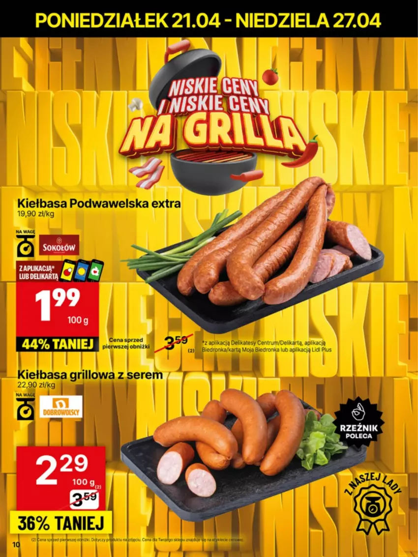 Gazetka promocyjna Delikatesy Centrum - Franczyza DC17 Poniedziałek - ważna 21.04 do 27.04.2025 - strona 10 - produkty: Grill, Kiełbasa, Kiełbasa podwawelska, Ser, Wawel