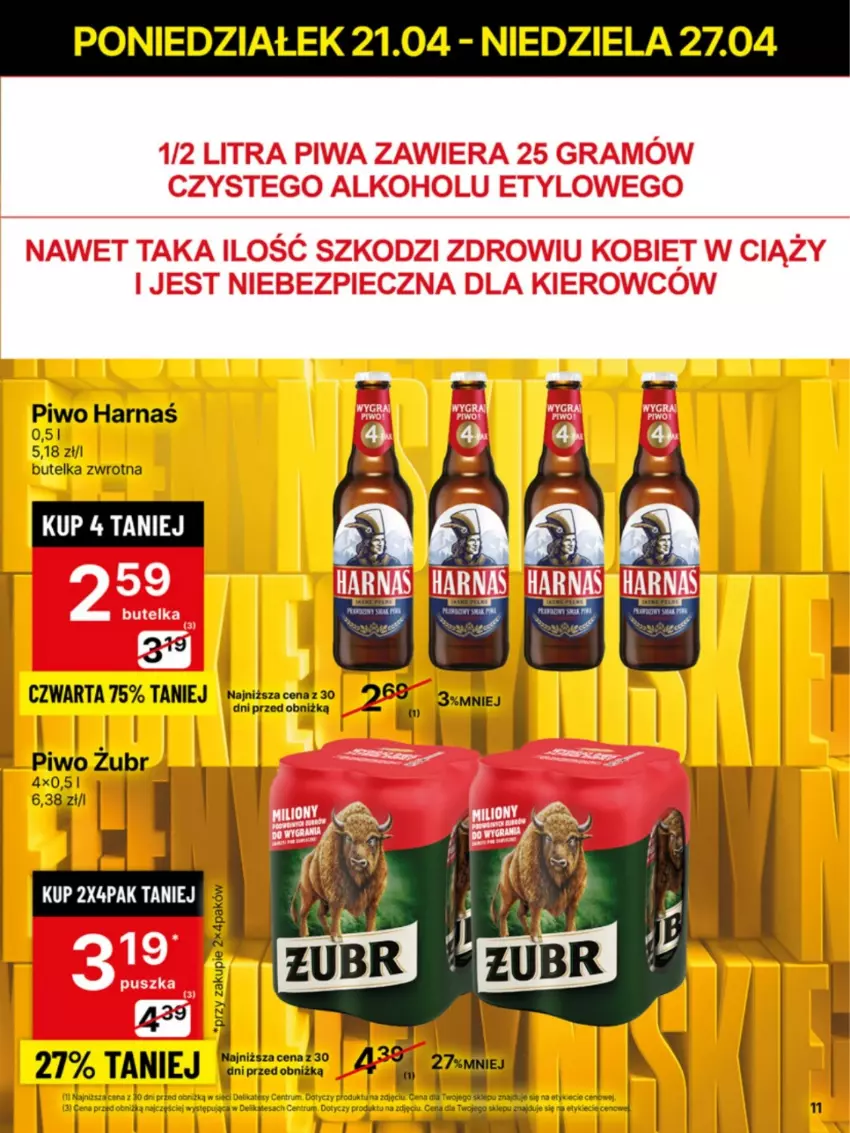 Gazetka promocyjna Delikatesy Centrum - Franczyza DC17 Poniedziałek - ważna 21.04 do 27.04.2025 - strona 11 - produkty: Harnaś, Piwo, Rum