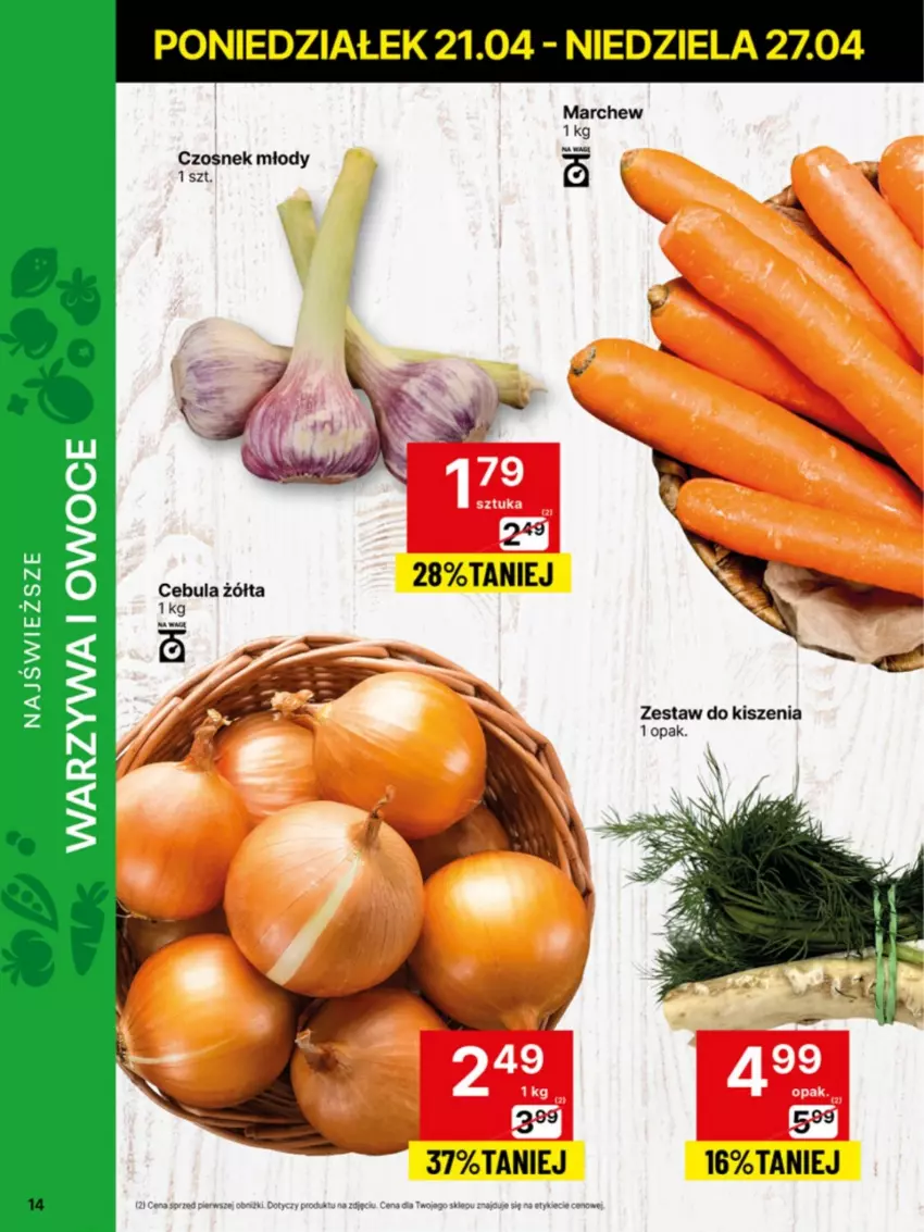 Gazetka promocyjna Delikatesy Centrum - Franczyza DC17 Poniedziałek - ważna 21.04 do 27.04.2025 - strona 14 - produkty: Cebula, Czosnek, Owoce, Warzywa, Warzywa i owoce