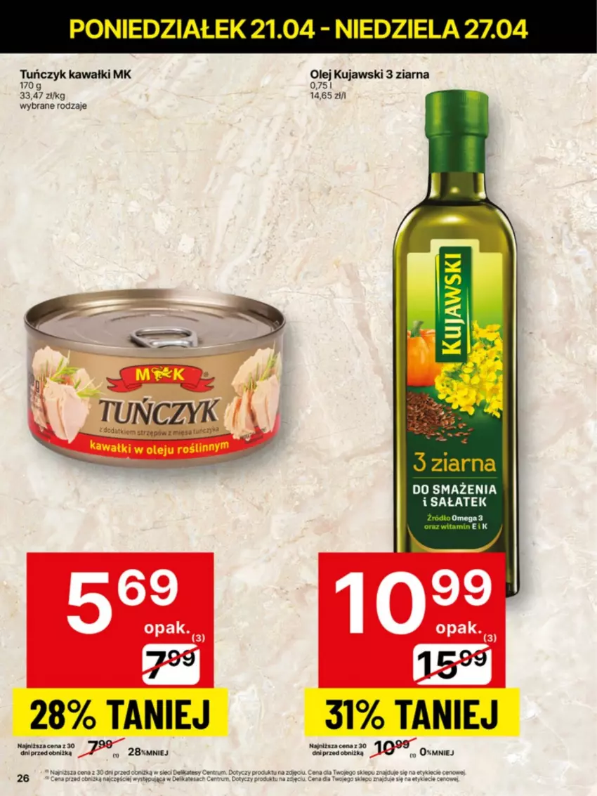 Gazetka promocyjna Delikatesy Centrum - Franczyza DC17 Poniedziałek - ważna 21.04 do 27.04.2025 - strona 26 - produkty: Kawa, Kujawski, Olej, Rum, Ryż, Sałat, Tuńczyk