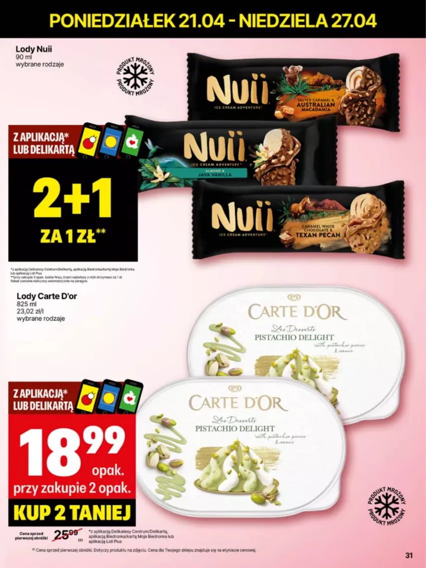 Gazetka promocyjna Delikatesy Centrum - Franczyza DC17 Poniedziałek - ważna 21.04 do 27.04.2025 - strona 31 - produkty: Carte d'Or, Lody, Rum