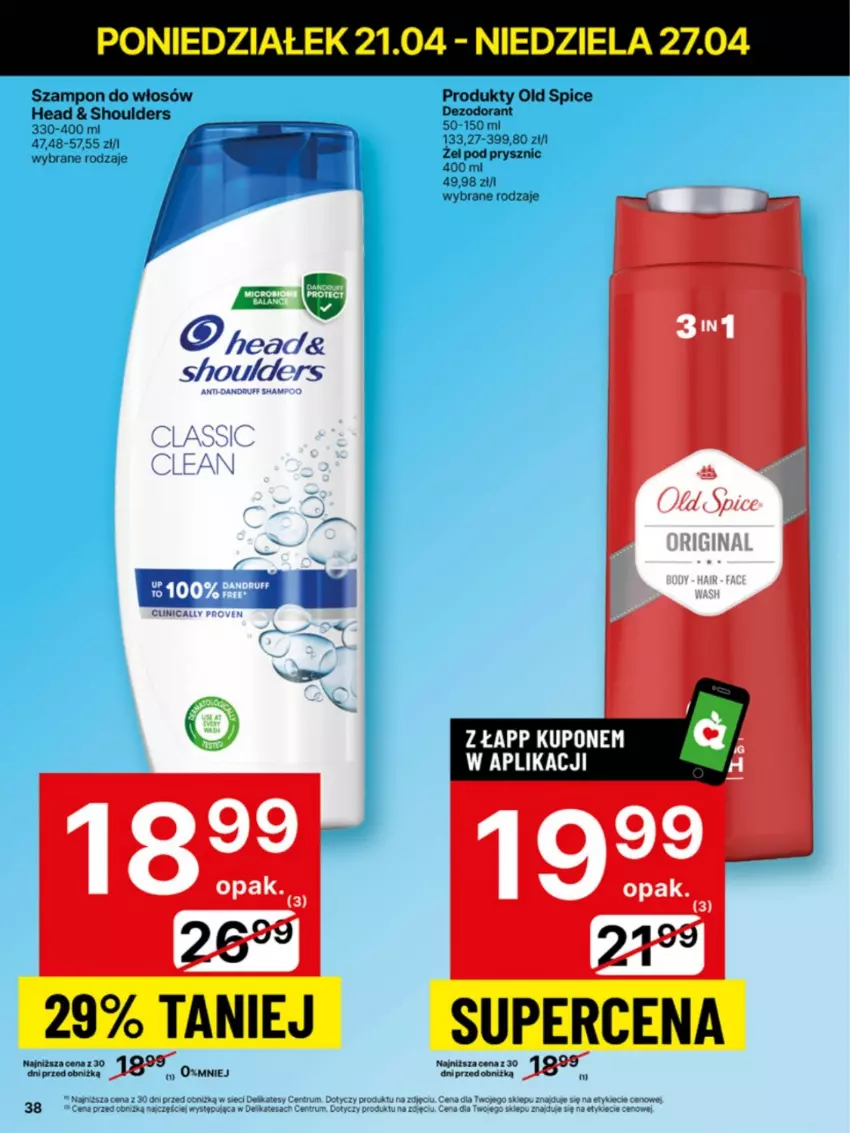 Gazetka promocyjna Delikatesy Centrum - Franczyza DC17 Poniedziałek - ważna 21.04 do 27.04.2025 - strona 38 - produkty: Dezodorant, Old Spice, Rum, Ryż, Szampon