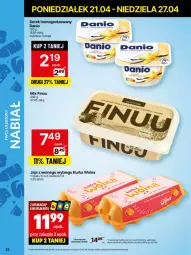 Gazetka promocyjna Delikatesy Centrum - Franczyza DC17 Poniedziałek - Gazetka - ważna od 27.04 do 27.04.2025 - strona 22 - produkty: Jaja, Danio, Finuu, Jaja z wolnego wybiegu