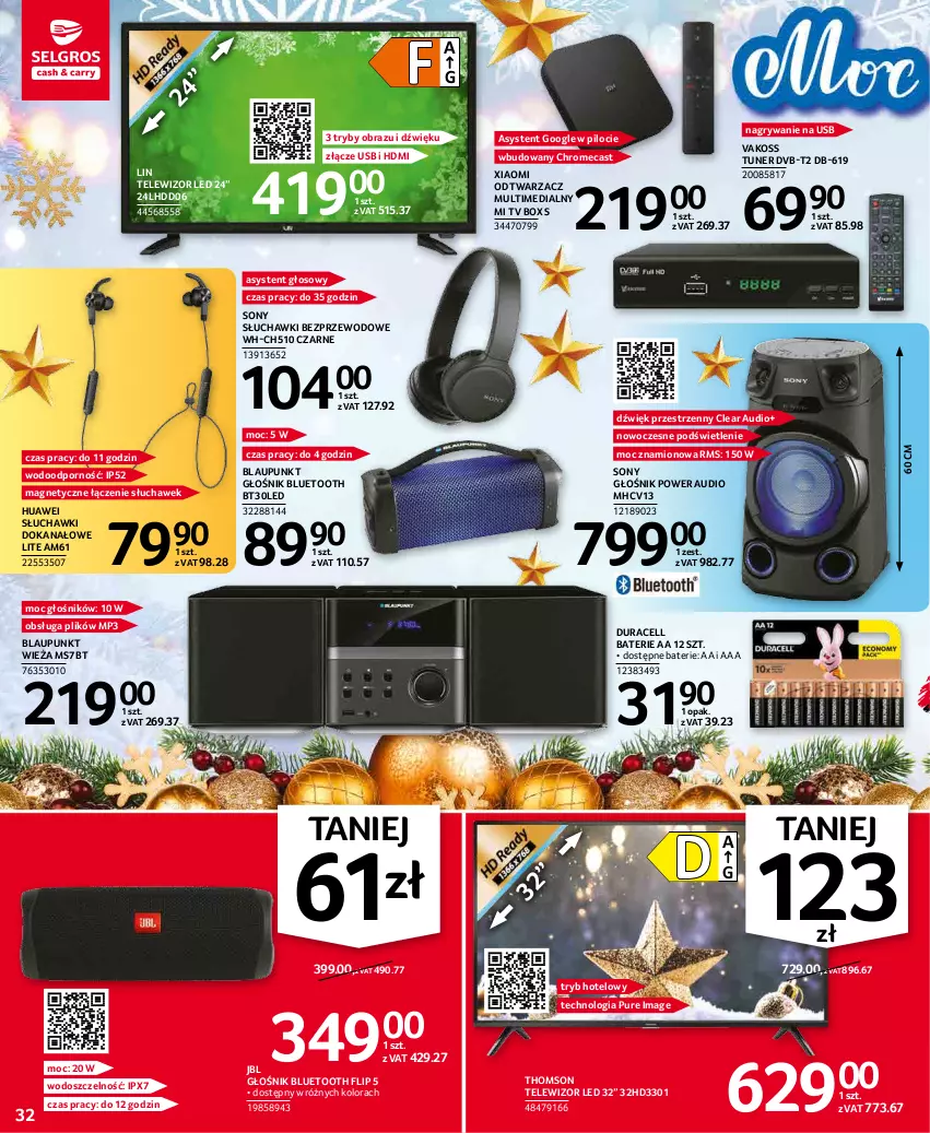 Gazetka promocyjna Selgros - Oferta przemysłowa - ważna 02.12 do 15.12.2021 - strona 32 - produkty: Duracell, Głośnik, Głośnik bluetooth, Gry, Huawei, JBL, Obraz, Por, Power audio, Pur, Słuchawki, Słuchawki bezprzewodowe, Sony, Telewizor, Thomson