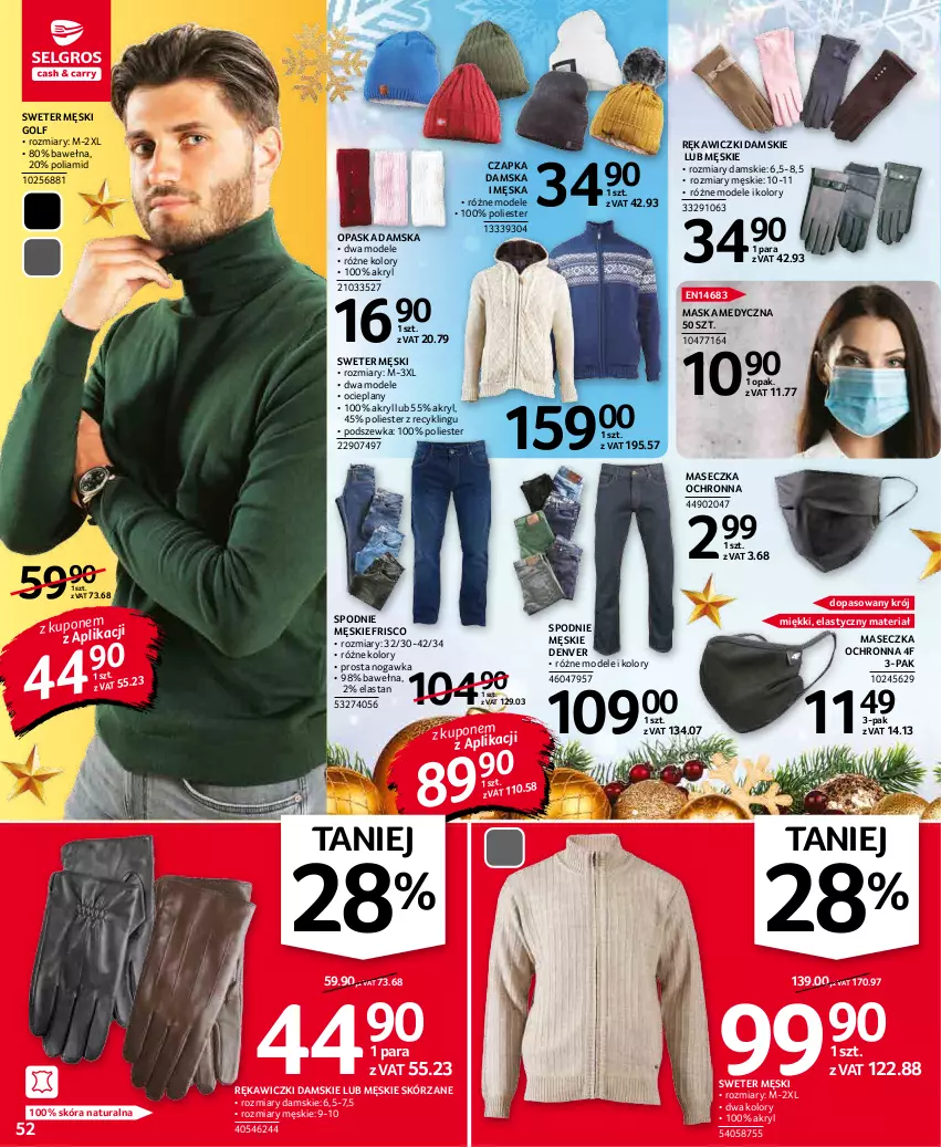 Gazetka promocyjna Selgros - Oferta przemysłowa - ważna 02.12 do 15.12.2021 - strona 52 - produkty: Czapka, Maska, Maska medyczna, Opaska, Spodnie, Sweter, Wełna