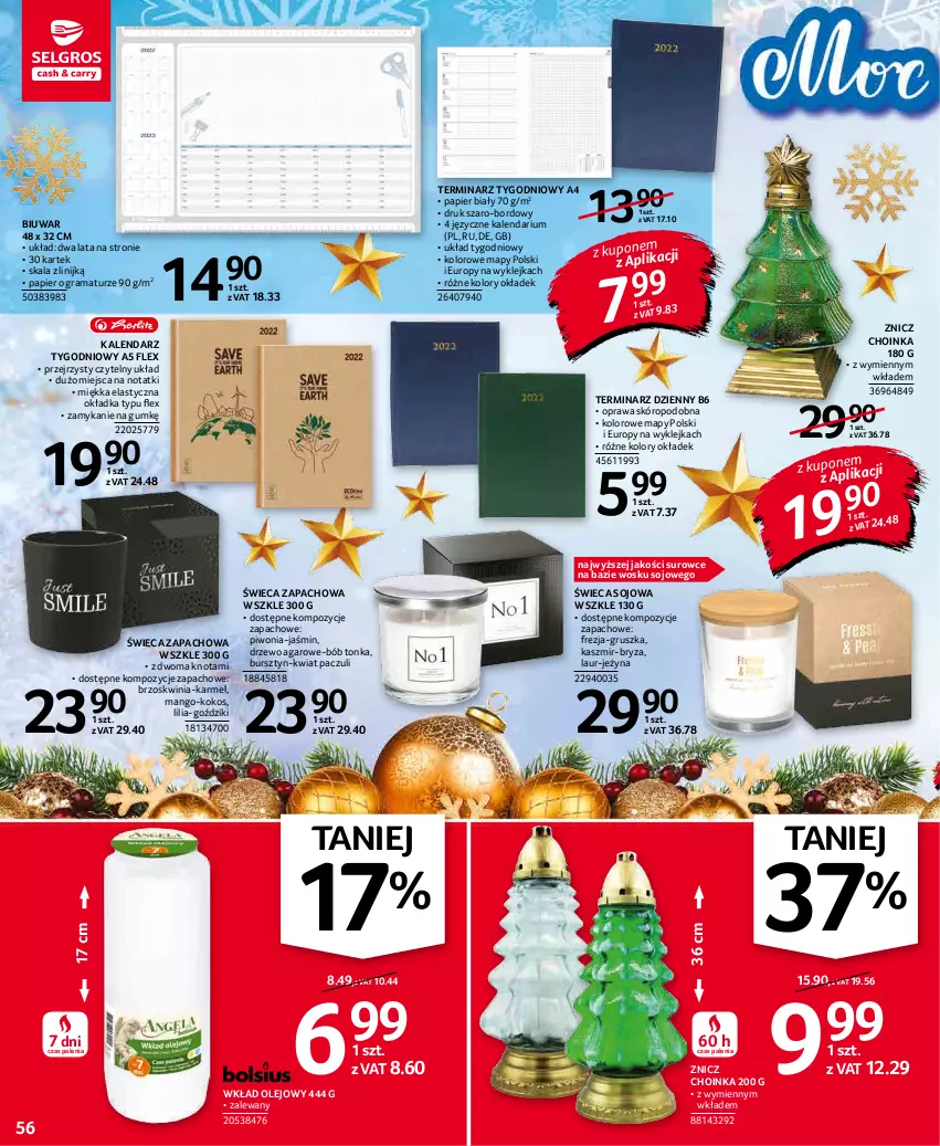 Gazetka promocyjna Selgros - Oferta przemysłowa - ważna 02.12 do 15.12.2021 - strona 56 - produkty: Bryza, Bursztyn, Choinka, Gra, Inka, Kalendarz, Klej, Kokos, Laur, Mango, Olej, Papier, Piwo, Rama, Wkład olejowy, Znicz