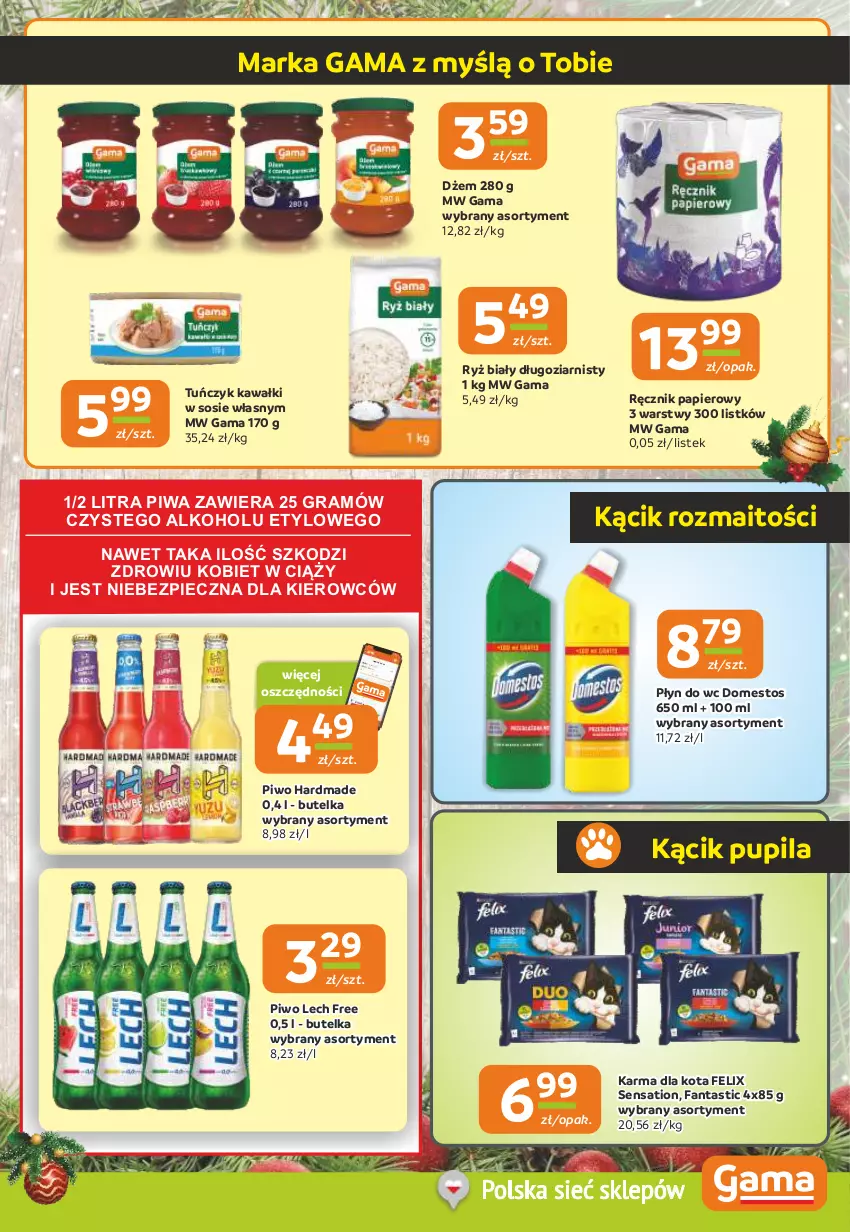 Gazetka promocyjna Gama - Gazetka Gama - ważna 12.12 do 24.12.2024 - strona 13 - produkty: Domestos, Dżem, Fa, Fanta, Felix, Gra, Kawa, Papier, Piec, Piwa, Piwo, Płyn do wc, Ręcznik, Ryż, Ryż biały, Sati, Sos, Stek, Tuńczyk