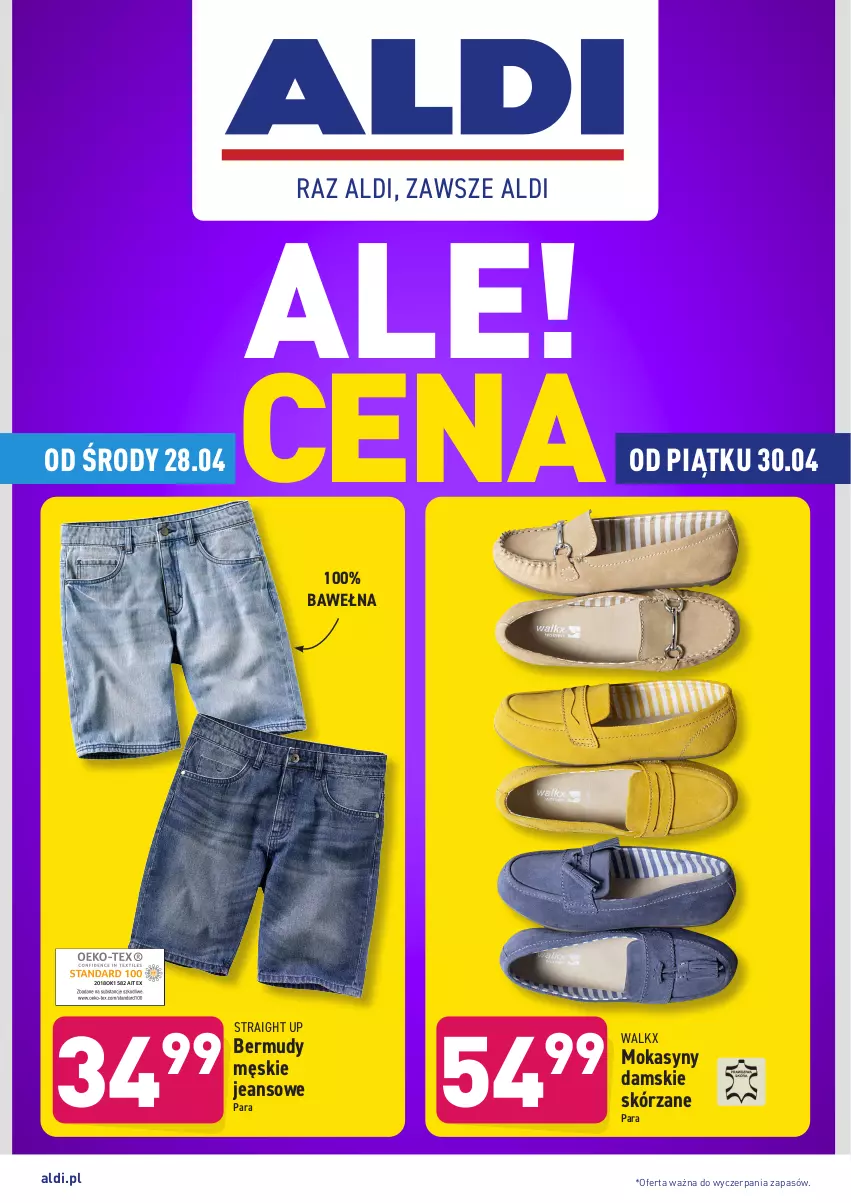 Gazetka promocyjna Aldi - ważna 28.04 do 30.04.2021 - strona 1 - produkty: Bermudy, Mokasyny, Wełna