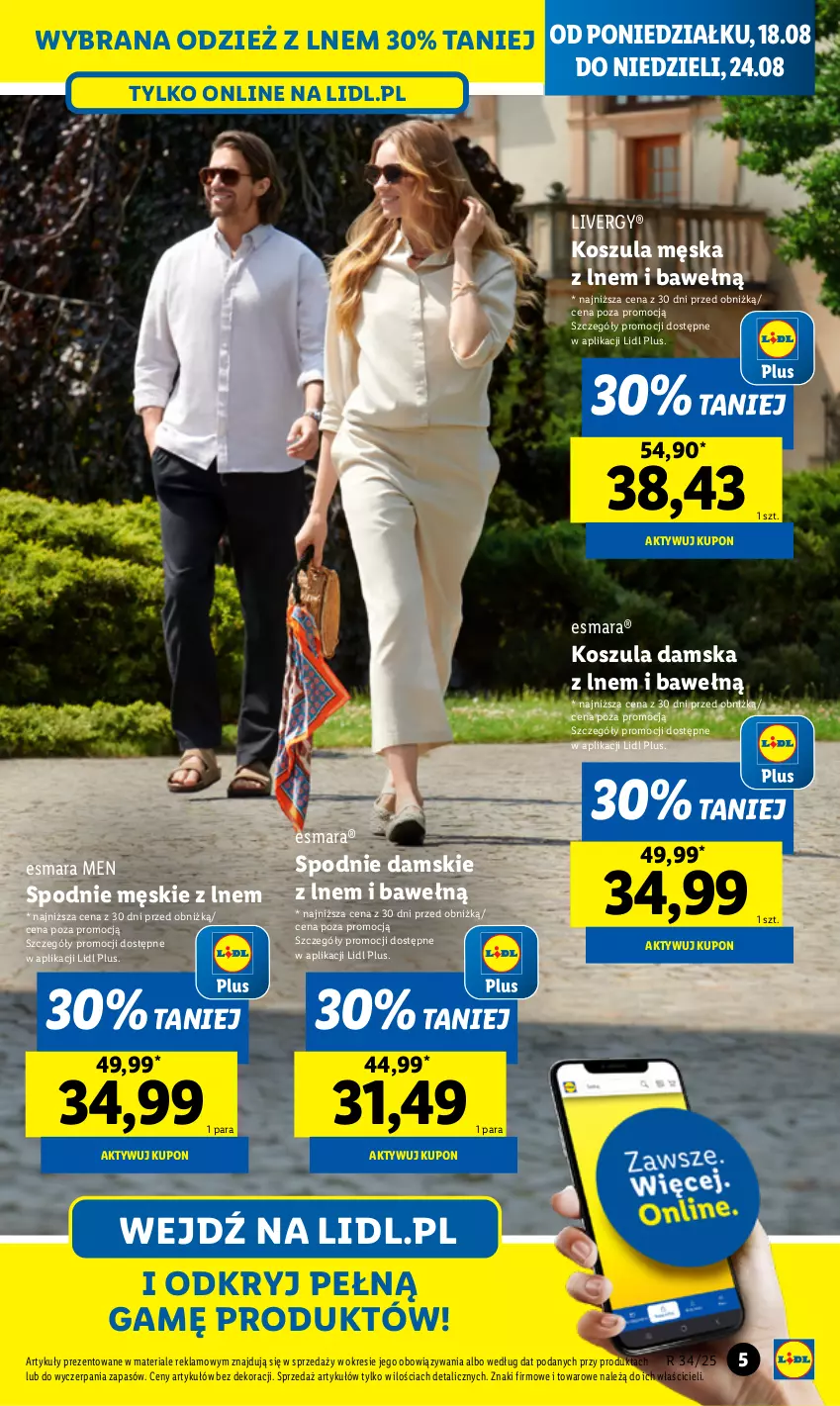 Gazetka promocyjna Lidl - GAZETKA - ważna 18.08 do 23.08.2025 - strona 5 - produkty: Kosz, Koszula, Spodnie