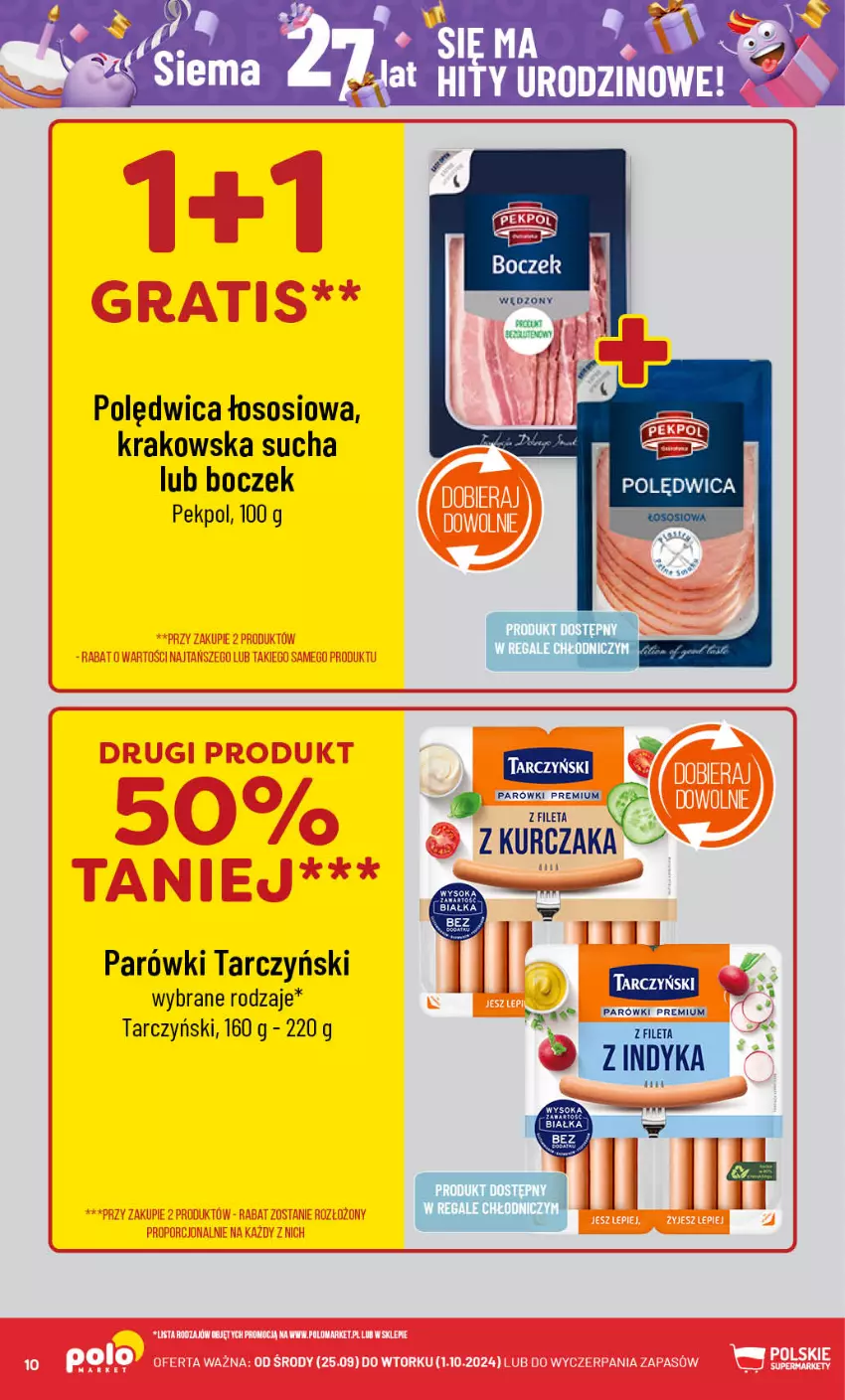 Gazetka promocyjna PoloMarket - Gazetka pomocyjna - ważna 25.09 do 01.10.2024 - strona 10 - produkty: Boczek, Kurczak, Parówki, Pekpol, Polędwica, Sos, Tarczyński