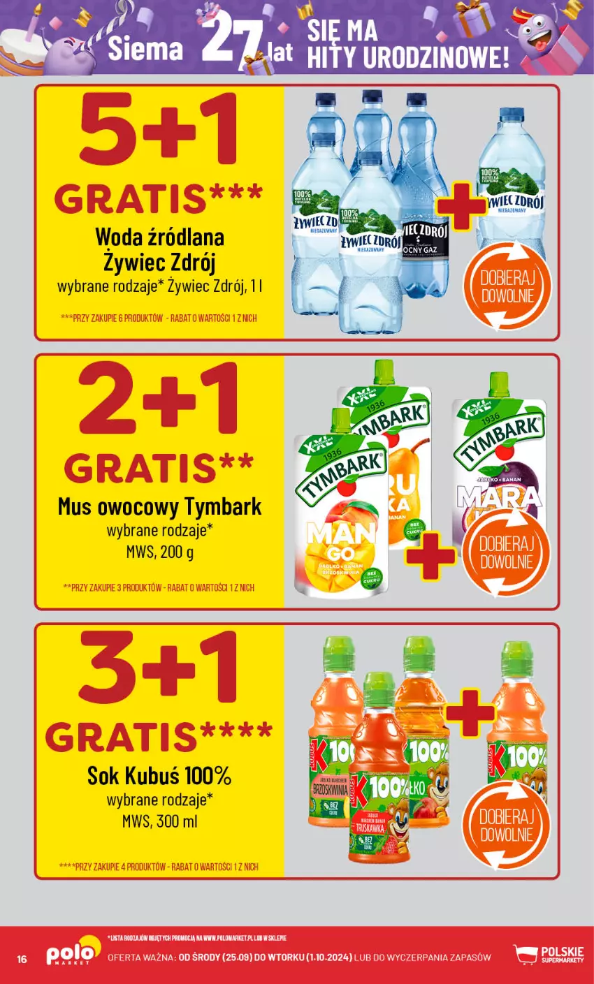 Gazetka promocyjna PoloMarket - Gazetka pomocyjna - ważna 25.09 do 01.10.2024 - strona 16 - produkty: Kubuś, LANA, Mus, Sok, Tymbark, Woda