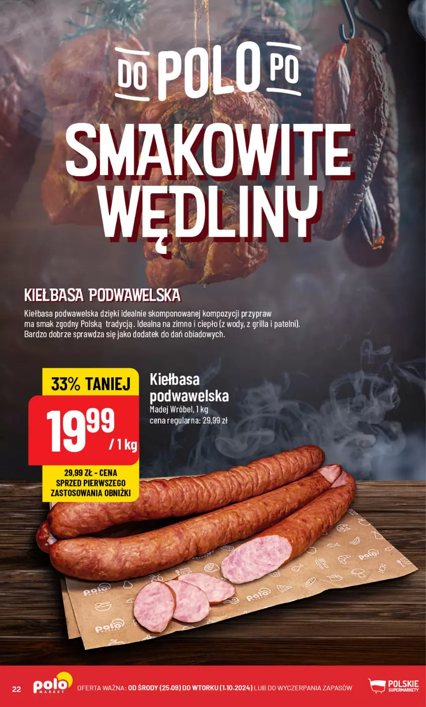 Gazetka promocyjna PoloMarket - Gazetka pomocyjna - ważna 25.09 do 01.10.2024 - strona 22 - produkty: Grill, Kiełbasa, Kiełbasa podwawelska, Madej Wróbel, Wawel