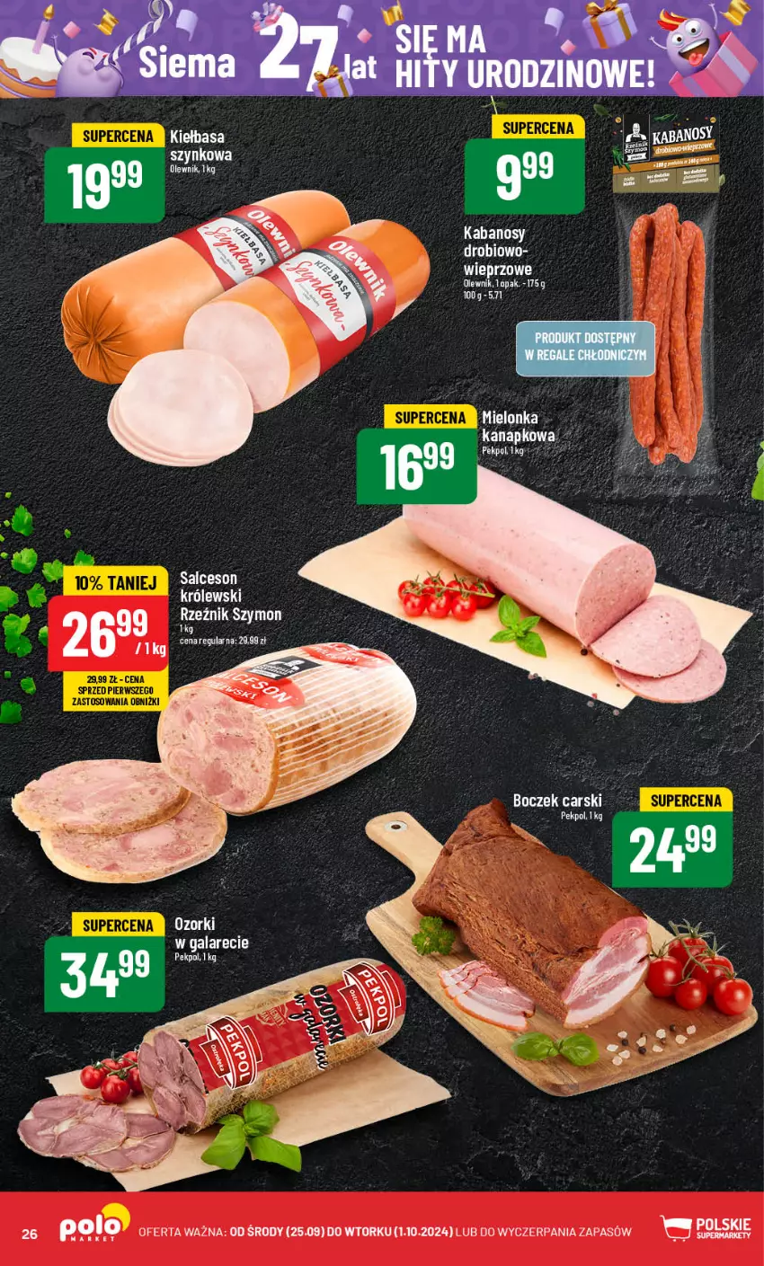 Gazetka promocyjna PoloMarket - Gazetka pomocyjna - ważna 25.09 do 01.10.2024 - strona 26 - produkty: Boczek, Cars, Gala, Kabanos, Kiełbasa, Królewski, LG