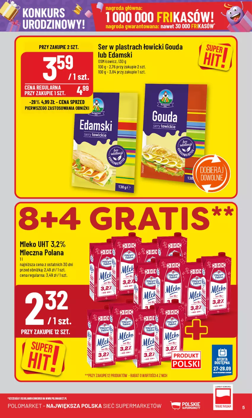 Gazetka promocyjna PoloMarket - Gazetka pomocyjna - ważna 25.09 do 01.10.2024 - strona 5 - produkty: Edam, Gouda, LANA, Mleko, Ser