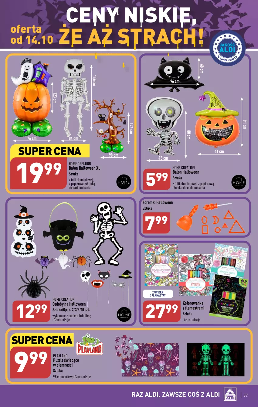 Gazetka promocyjna Aldi - Pełna oferta - ważna 09.10 do 14.10.2023 - strona 39 - produkty: Flamastry, Foremki, Kolorowanka, Papier, Puzzle